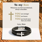 Cross bracelet - To my unique Son  front view - Beyond Love