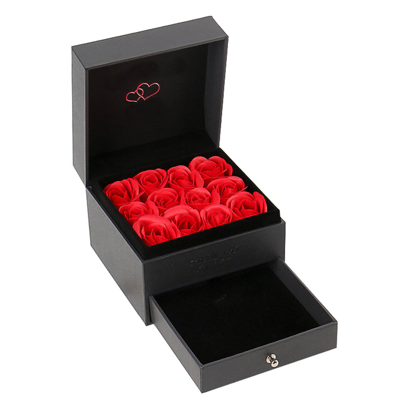 Gift box with 10 real roses with surprise rose gift box front view - Beyond Love