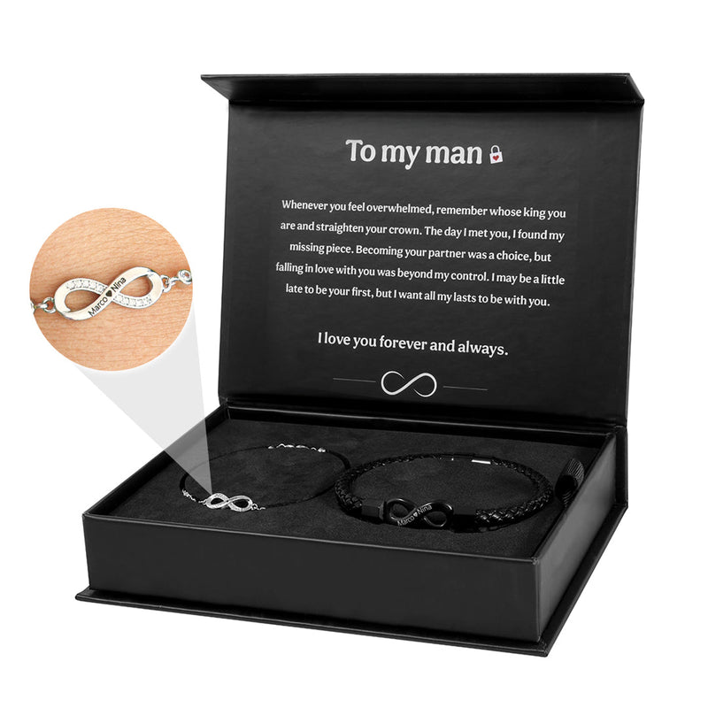 Beyond Love Endless-Bracelets with Engraving with surprise rose gift box front view - Beyond Love