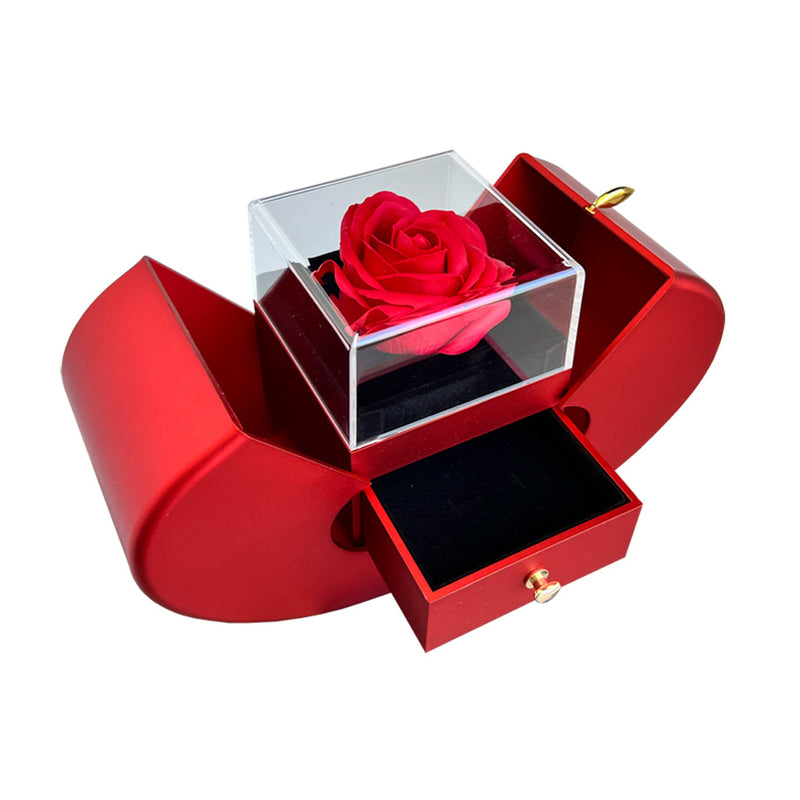 Heart gift box with real rose with surprise rose gift box front view - Beyond Love