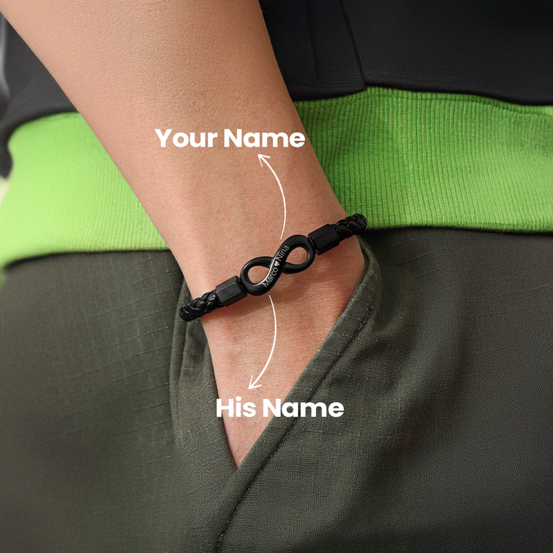 Close-up detail of Endless-Bracelet with Engraving & Zodiac Sign Necklace showing premium quality craftsmanship