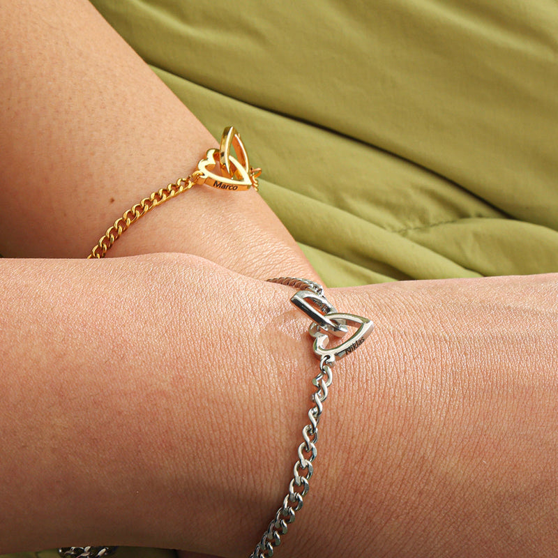 Close-up detail of Beyond Love Permanent Bracelets with Name Engraving showing premium quality craftsmanship