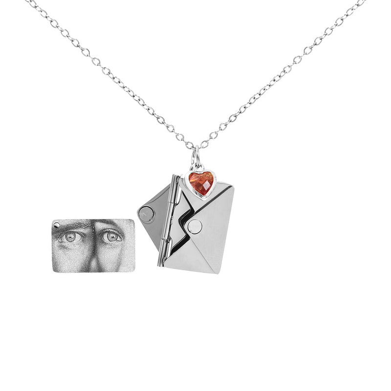 Personalized Necklace with Hidden Photo with hidden photo projection front view - Beyond Love