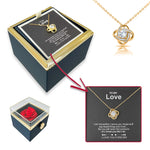 Sterling Silver Necklace - With Preserved Rose - To My Love with surprise rose gift box front view - Beyond Love
