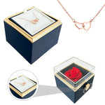 Engraved Name Necklace - With Real Rose with surprise rose gift box front view - Beyond Love
