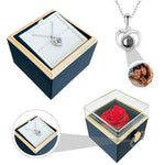 Personalized photo necklace - With Real Rose worn styling photo showing elegant design