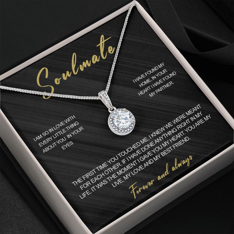 Sterling Silver Necklace - To your Soulmate  front view - Beyond Love