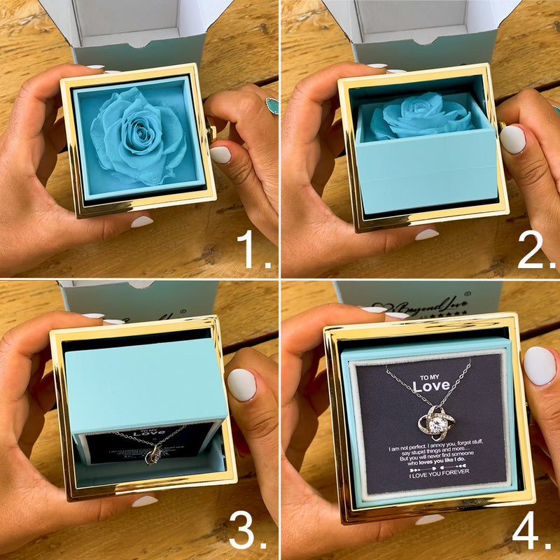 Close-up detail of Sterling Silver Necklace - With Preserved Rose - To My Love showing premium quality craftsmanship