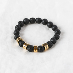 Close-up detail of Lava stone bracelet - To my beloved Dad/Son/Husband showing premium quality craftsmanship