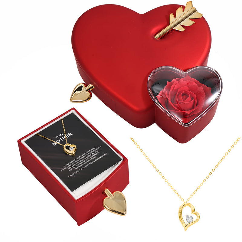 Close-up detail of 14K White Gold Necklace – Real Rose Gift Box – To My Mother showing premium quality craftsmanship