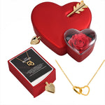 Lifestyle photo of Engraved Heart Necklace - With Real Rose - To My Mother as meaningful love gift