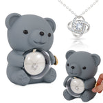 Sterling Silver Necklace - with real Rose Bear Giftbox with surprise rose gift box front view - Beyond Love