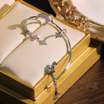 Moon earring - with diamonds gift-ready packaging with rose box presentation