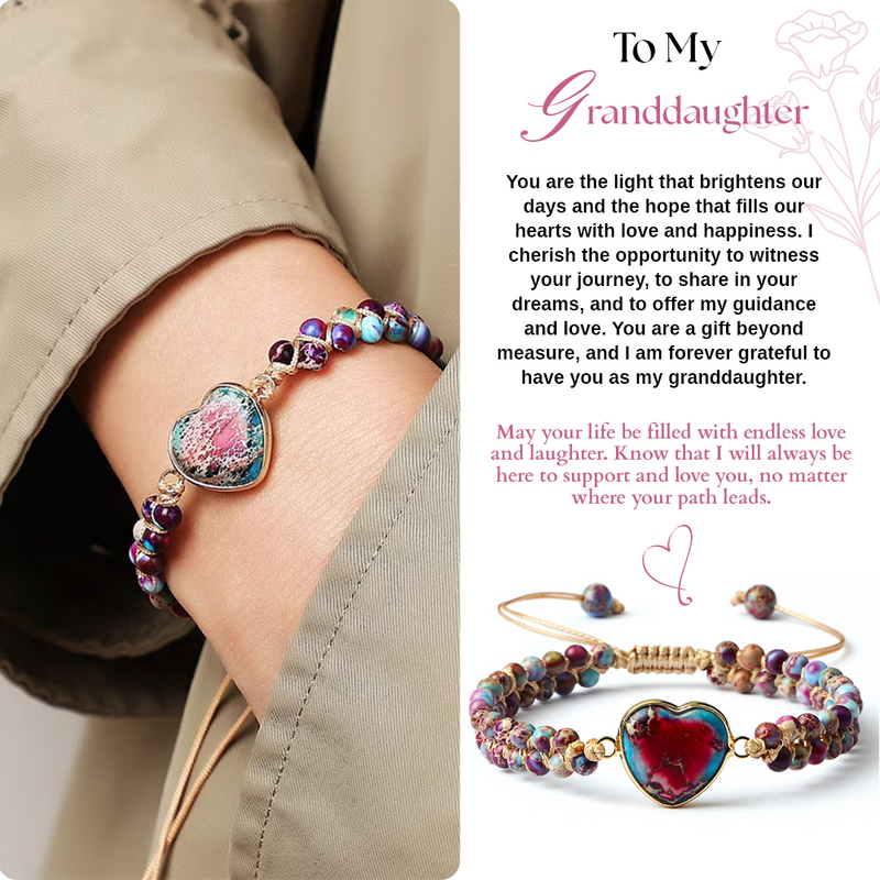 Close-up detail of Jasper Heart Bracelet - Never forget how much I love you showing premium quality craftsmanship