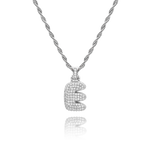 ICY Bubble Letter Initial Necklace with custom engraving front view - Beyond Love