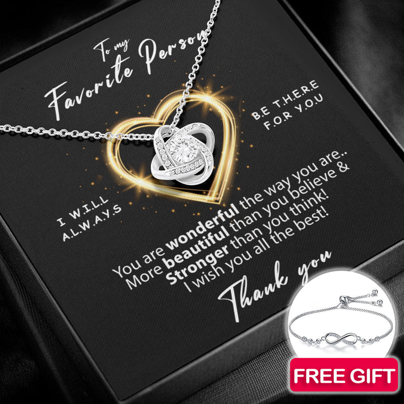 Sterling Silver Necklace - Favorite Person + bracelet FREE  front view - Beyond Love