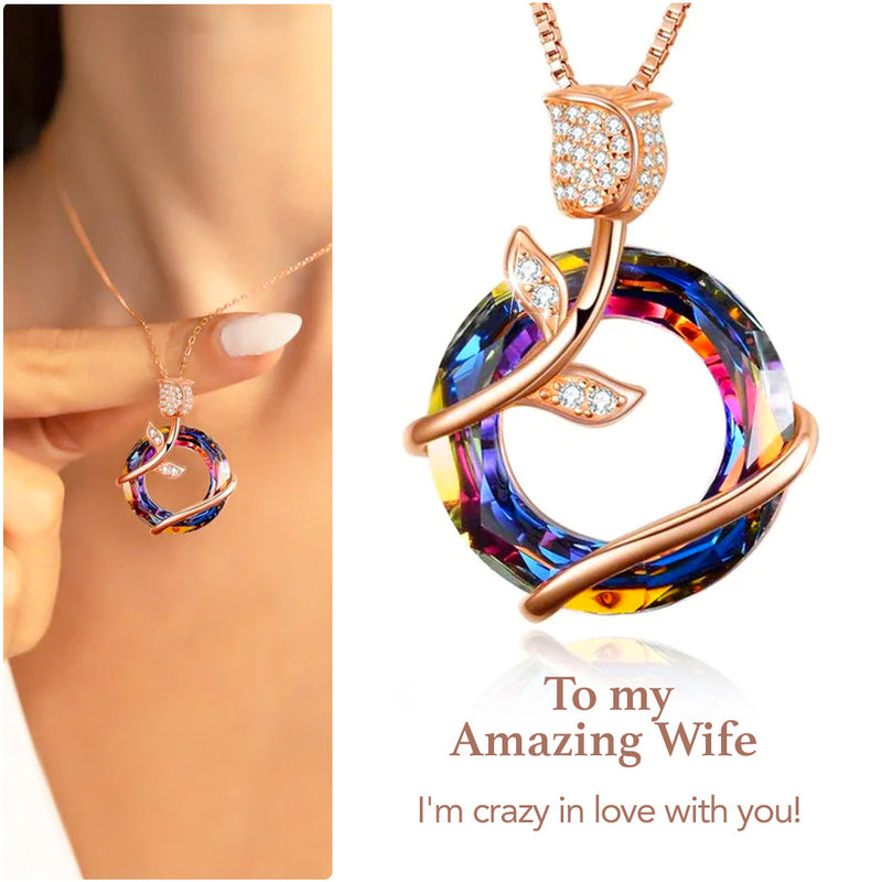 Crystal necklace - To my amazing Wife  front view - Beyond Love