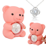 Multiple angles of Sterling Silver Necklace - with real Rose Bear Giftbox personalized necklace