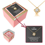 Sterling Silver Necklace - With Preserved Rose - To My Love gift-ready packaging with rose box presentation