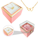 Engraved Name Necklace - With Real Rose gift-ready packaging with rose box presentation
