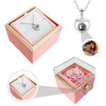 Personalized photo necklace - With Real Rose with hidden photo projection front view - Beyond Love