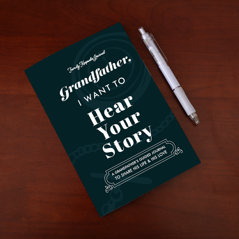 Close-up detail of Grandfather's Story Journal showing premium quality craftsmanship