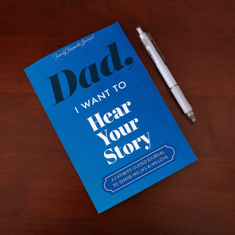 Close-up detail of Dad's Story Journal showing premium quality craftsmanship