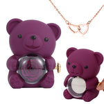 Engraved Heart Necklace - with real Rose Bear Giftbox with surprise rose gift box front view - Beyond Love