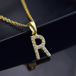 Luxury necklace - Initial worn styling photo showing elegant design