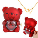 Lifestyle photo of Engraved Heart Necklace - with real Rose Bear Giftbox as meaningful love gift