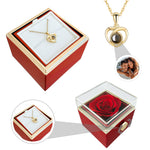 Close-up detail of Personalized photo necklace - With Real Rose showing premium quality craftsmanship