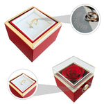 Light Projection Ring - LOVE FOREVER - With Rosebox with hidden photo projection front view - Beyond Love