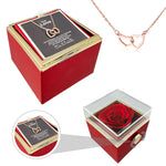 Heart Necklace - With Real Rose - To My Love with surprise rose gift box front view - Beyond Love