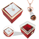 Personalized photo necklace - With Real Rose gift-ready packaging with rose box presentation