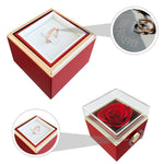 Light Projection Ring - LOVE FOREVER - With Rosebox with hidden photo projection front view - Beyond Love