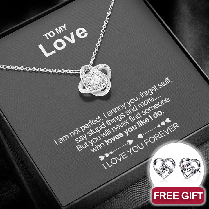 Sterling Silver Necklace - To my Love + earrings FREE  front view - Beyond Love