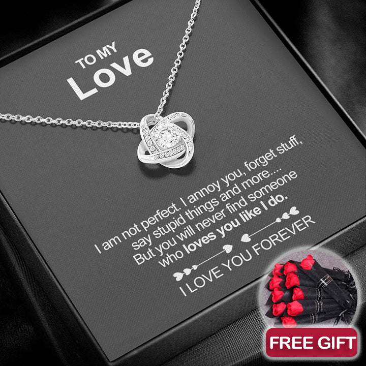 Sterling Silver Necklace - To my Love + 10 roses FREE  front view - Beyond Love
