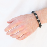 Lava stone bracelet - To my beloved Dad/Son/Husband with custom engraving front view - Beyond Love