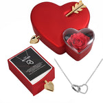 Engraved Heart Necklace - With Real Rose - To My Mother with surprise rose gift box front view - Beyond Love