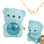 Lifestyle photo of Engraved Heart Necklace - with real Rose Bear Giftbox as meaningful love gift