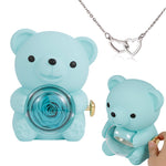 Side angle of personalized necklace Engraved Heart Necklace - with real Rose Bear Giftbox
