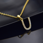 Luxury necklace - Initial with custom engraving front view - Beyond Love