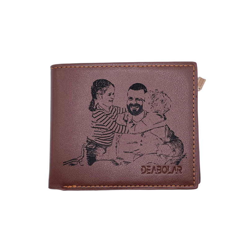 Photo Engraved Wallet - You are my Superhero Dad with hidden photo projection front view - Beyond Love