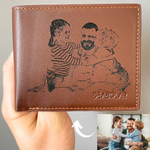 Photo Engraved Wallet - You are my Superhero Dad custom engraving detail and material quality