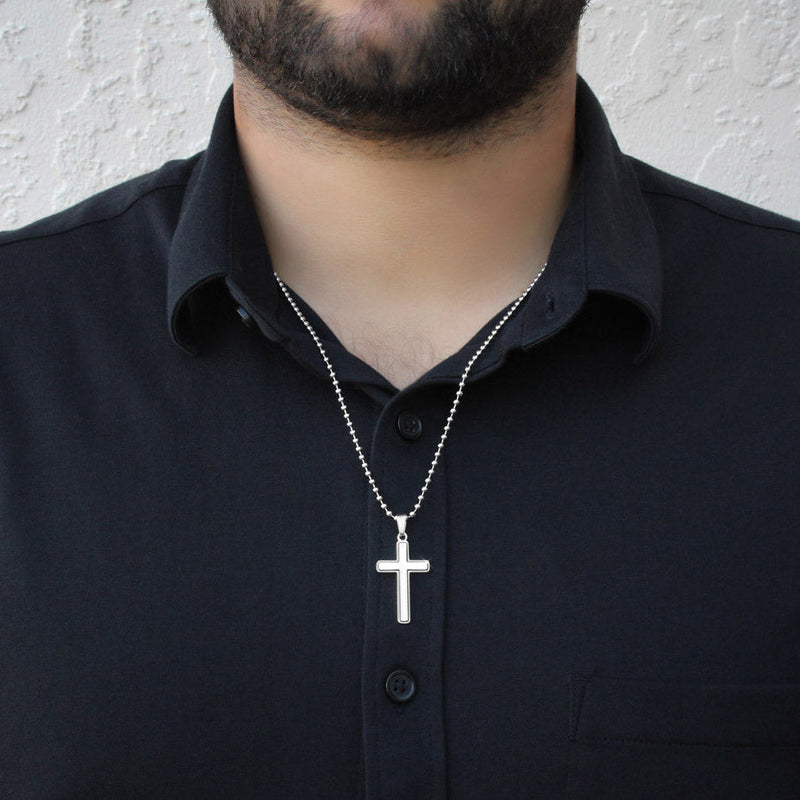 Close-up detail of Luxury cross necklace - To my Dad showing premium quality craftsmanship