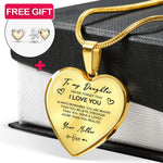Heart necklace - Daughter + earrings FREE gift-ready packaging with rose box presentation