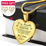 Heart necklace - Daughter + earrings FREE gift-ready packaging with rose box presentation