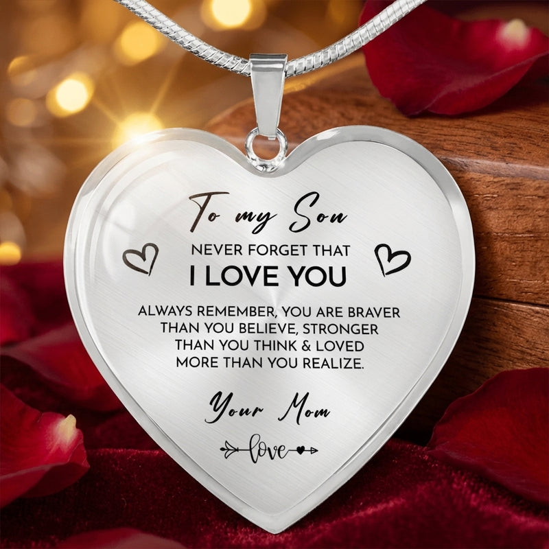 Heart necklace - To my Son from Mom - Enhanced
