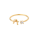 Initial Ring with Luxury Rosebox with Light gift-ready packaging with rose box presentation
