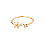 Multiple angles of Initial Ring with Luxury Rosebox with Light personalized ring